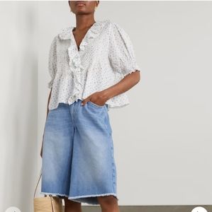 Dōen blouse - Henri ruffled floral-print organic cotton-blend voile top